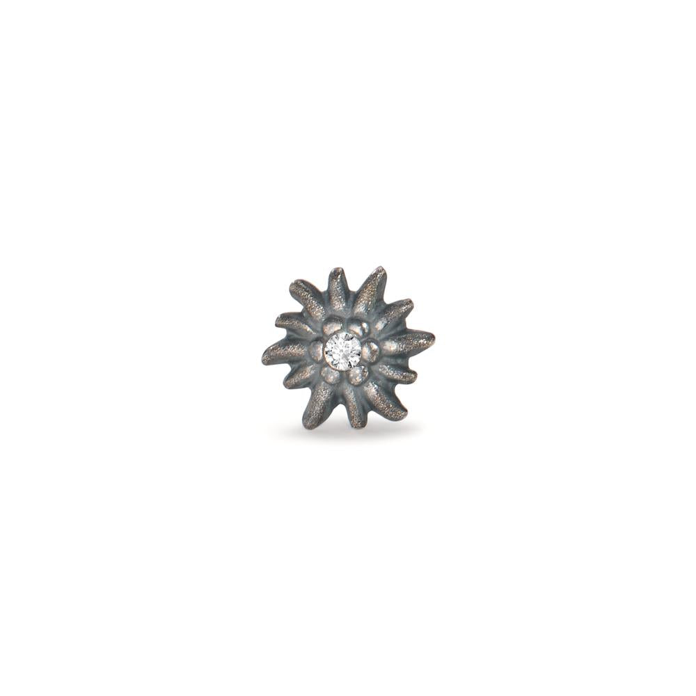 Pendientes 1ud Plata Circonita Patinado Edelweiss Ø7 mm
