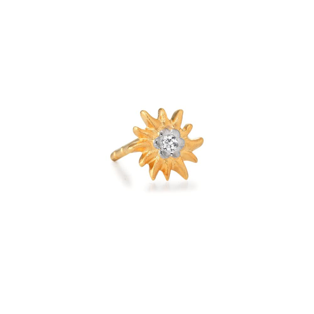 Pendientes 1ud Oro amarillo de 375/9K Circonita Bicolor Edelweiss Ø7 mm