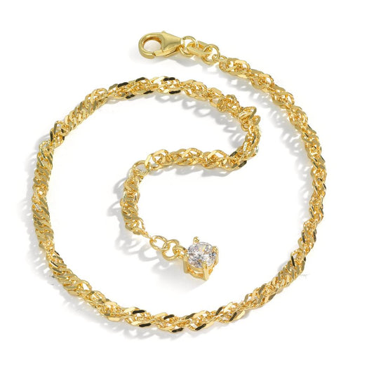 Tobilleras Plata Circonita Amarillo Dorado 23-25 cm