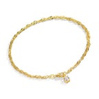 Tobilleras Plata Circonita Amarillo Dorado 23-25 cm