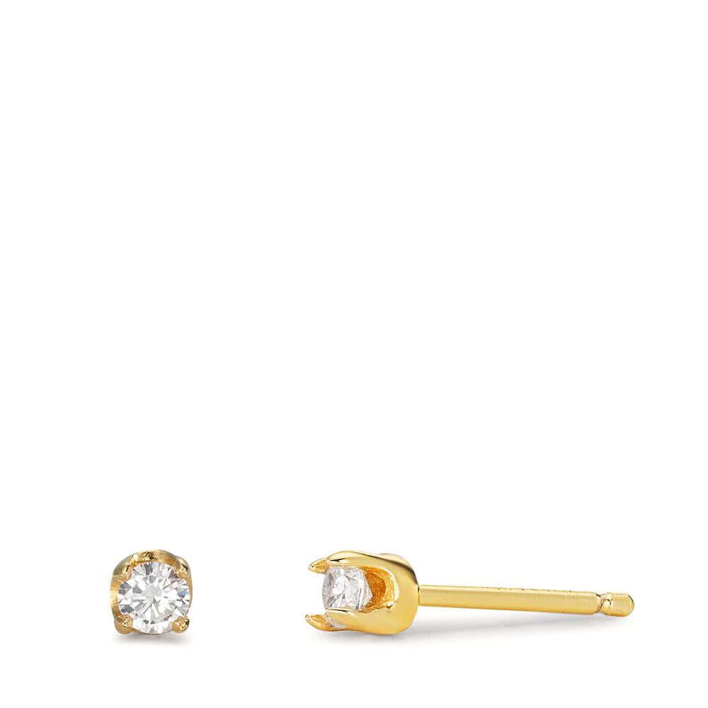 Pendientes Plata Circonita 2 piedras Amarillo Dorado Ø3 mm