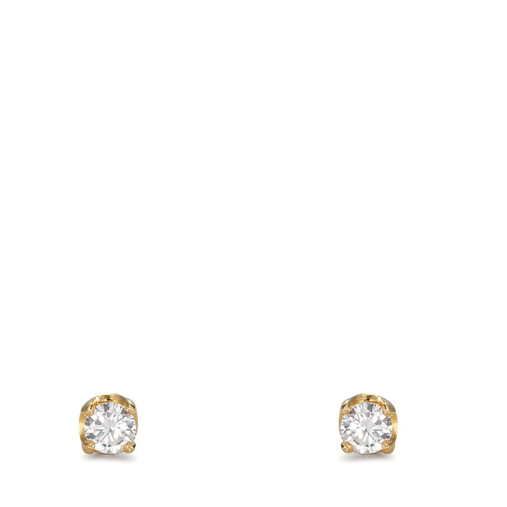 Pendientes Plata Circonita 2 piedras Amarillo Dorado Ø3 mm
