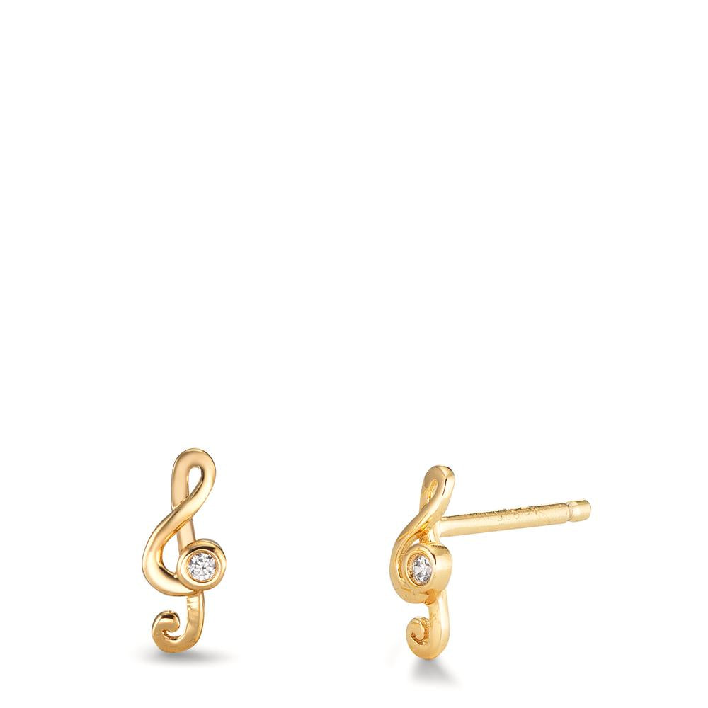 Pendientes Plata Circonita 2 piedras Amarillo Dorado clave