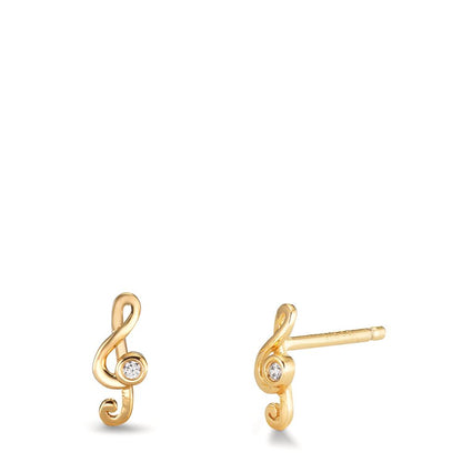 Pendientes Plata Circonita 2 piedras Amarillo Dorado clave