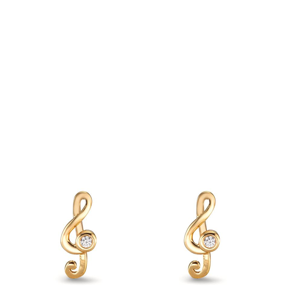 Pendientes Plata Circonita 2 piedras Amarillo Dorado clave
