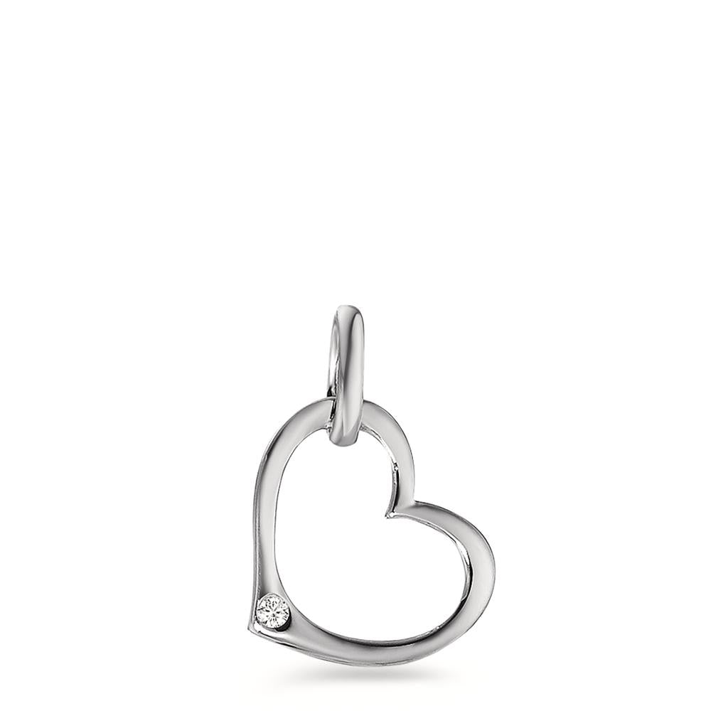 Colgante Oro blanco de 375/9 quilates Diamante 0.01 ct, w-pi1 Corazón Ø9 mm