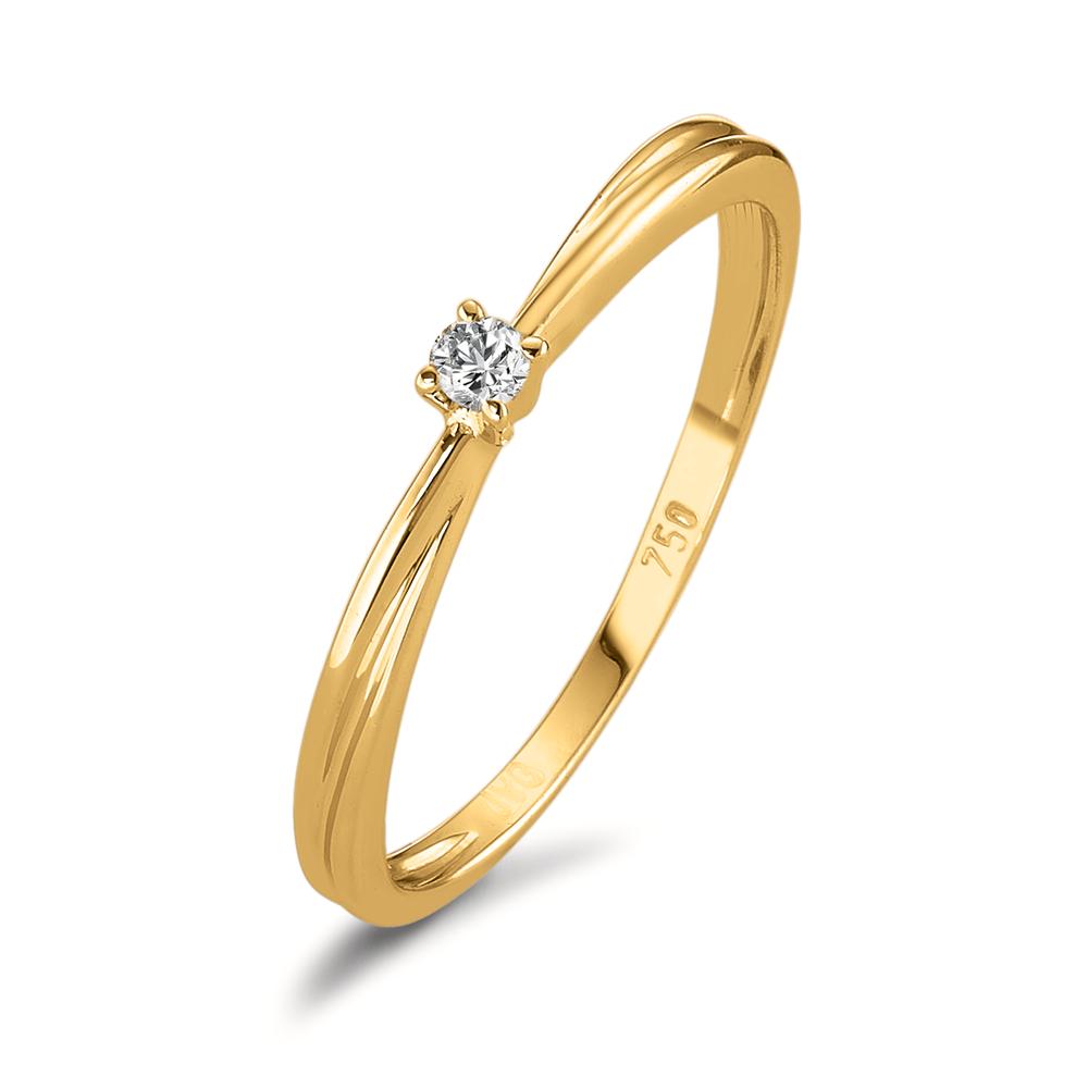Anillo solitario 750/oro amarillo de 18 quilates Diamante 0.03 ct, w-si
