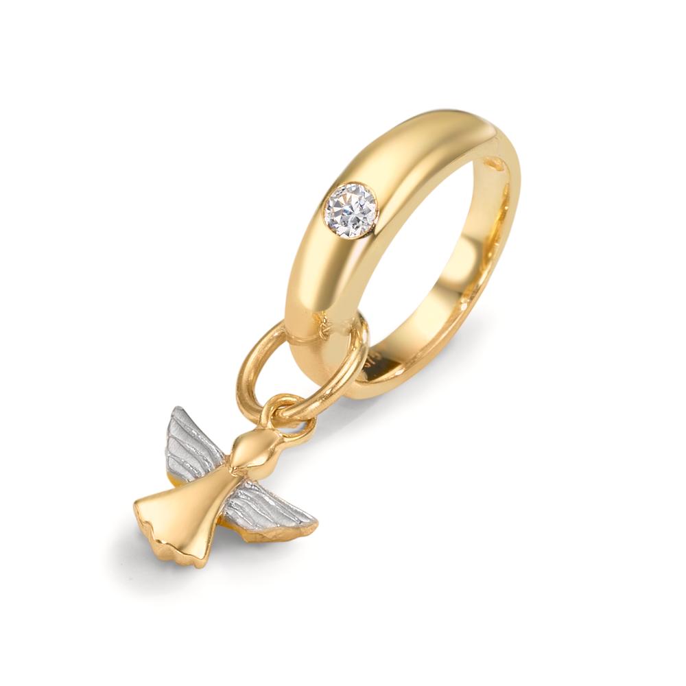 Anillo de bautizo Oro amarillo de 375/9K Circonita Bicolor Ángel guardian Ø11 mm
