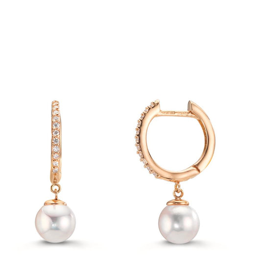 Aro con bisagra 750/oro rojo de 18 quilates Diamante 0.09 ct, 22 piedras, tw-si Perlas akoya, 2 Perlas 6-6.5 mm