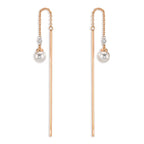 Aretes 750/oro rojo de 18 quilates Diamante 0.06 ct, 3 piedras, tw-si Perlas akoya, 2 Perlas, 4.5 mm