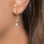 Aretes 750/oro rojo de 18 quilates Diamante 0.06 ct, 3 piedras, tw-si Perlas akoya, 2 Perlas, 4.5 mm