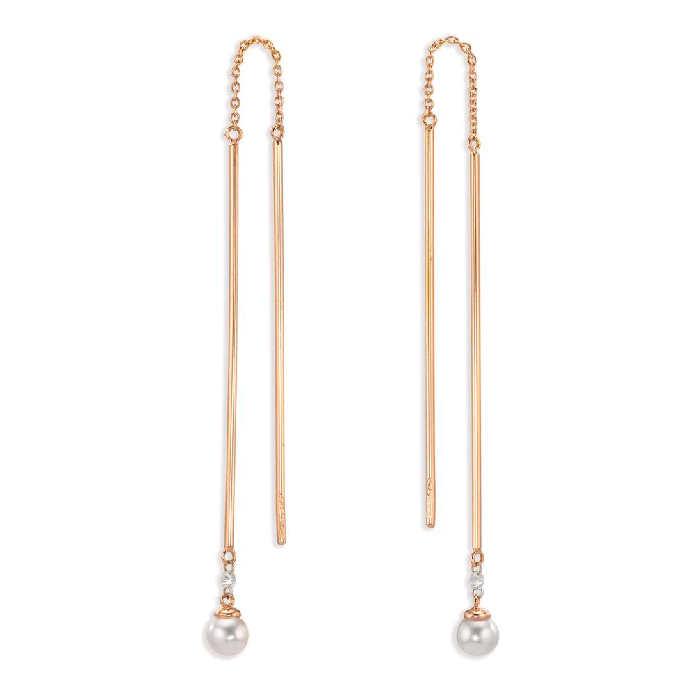 Aretes 750/oro rojo de 18 quilates Diamante 0.06 ct, 2 piedras, tw-si Perlas akoya, 2 Perlas, 4.5 mm