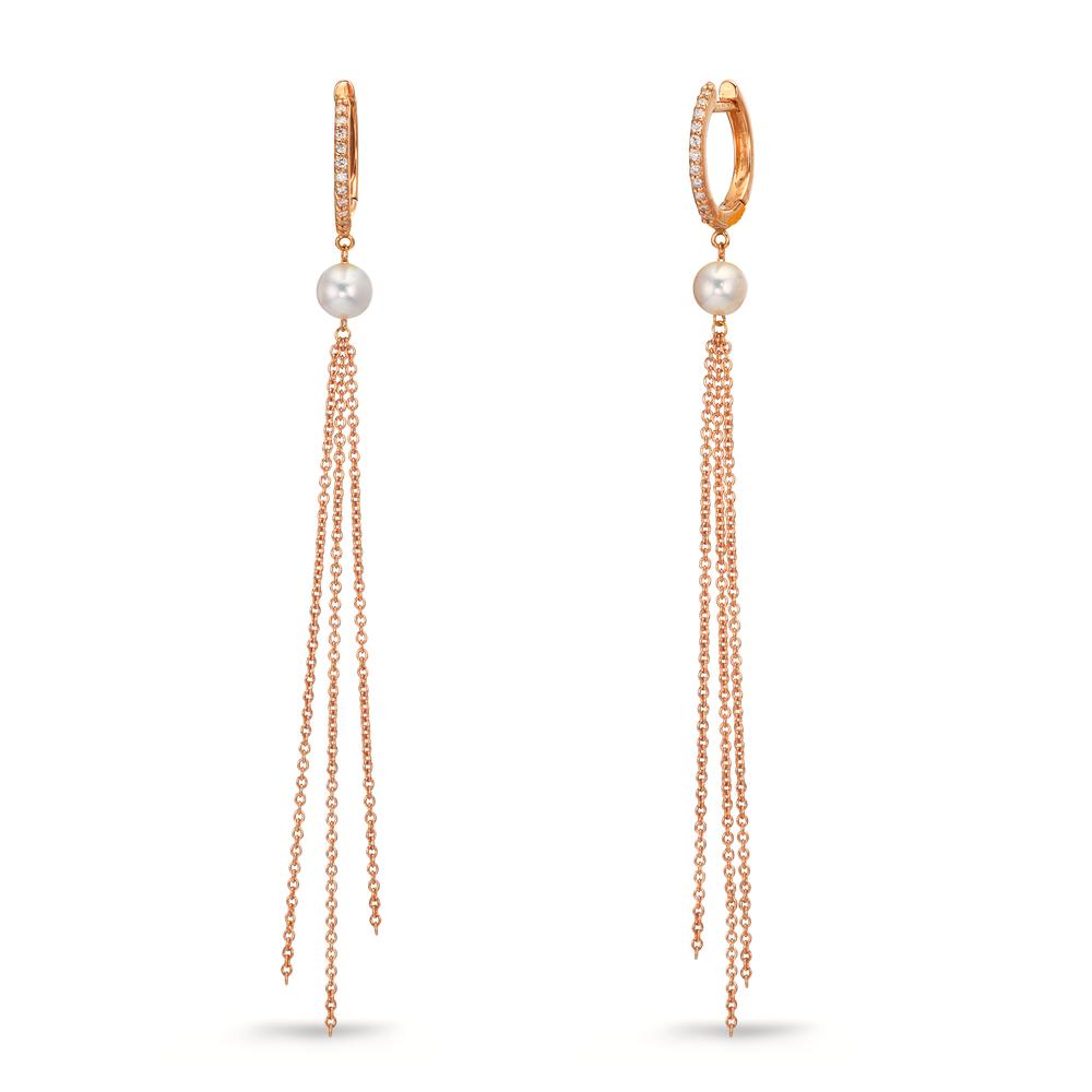 Aro con bisagra 750/oro rojo de 18 quilates Diamante 0.09 ct, 22 piedras, tw-si Perla cultivada de agua dulce, 2 Perlas