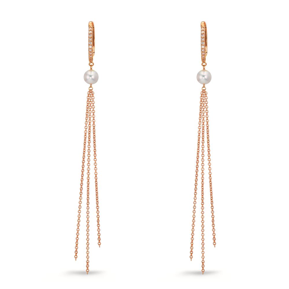 Aro con bisagra 750/oro rojo de 18 quilates Diamante 0.09 ct, 22 piedras, tw-si Perla cultivada de agua dulce, 2 Perlas