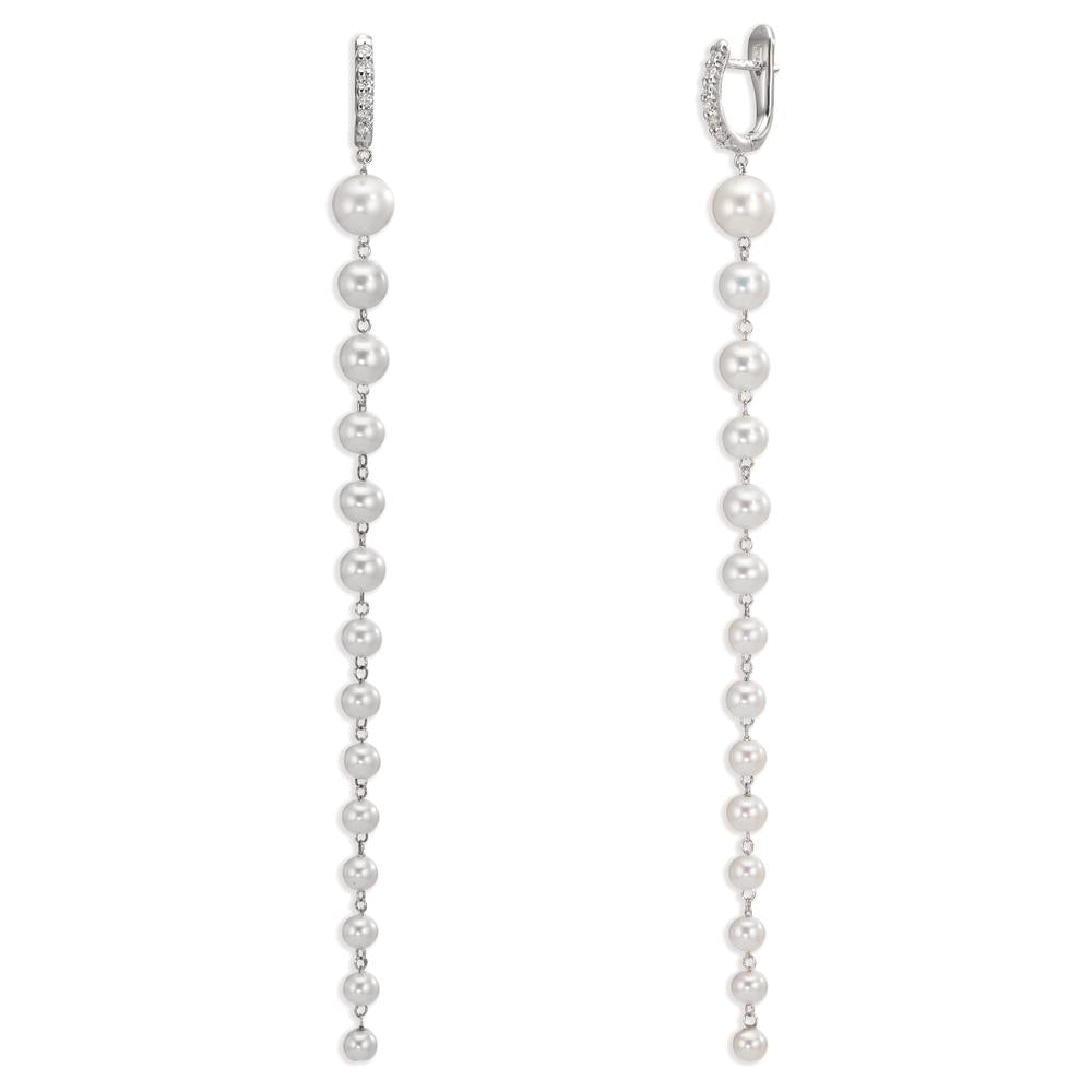 Aro con bisagra 750/oro blanco de 18 quilates Diamante 0.12 ct, 12 piedras, tw-si Perla cultivada de agua dulce, 28 Perlas