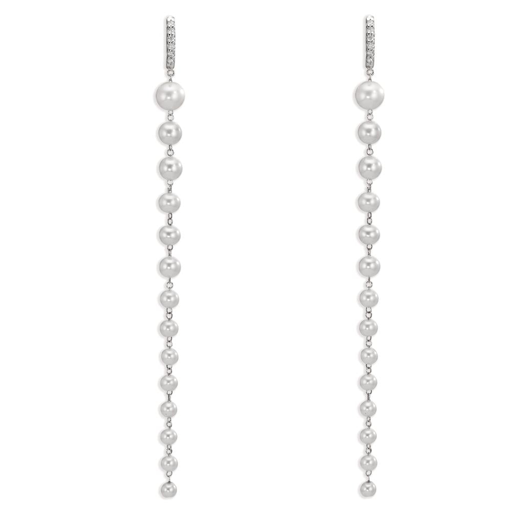 Aro con bisagra 750/oro blanco de 18 quilates Diamante 0.12 ct, 12 piedras, tw-si Perla cultivada de agua dulce, 28 Perlas