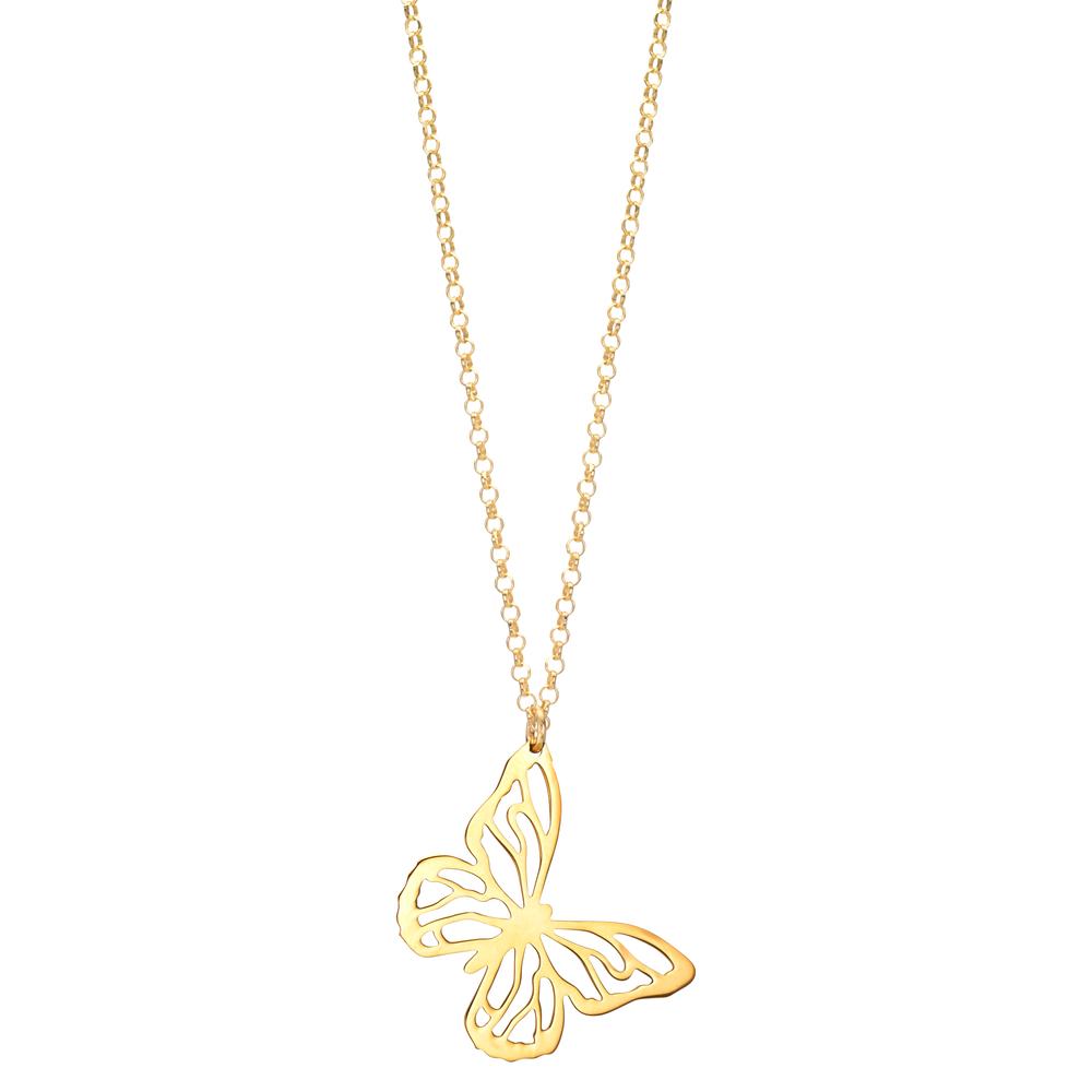 Collar Plata Amarillo Dorado Mariposa 40-44 cm