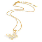 Collar Plata Amarillo Dorado Mariposa 40-44 cm
