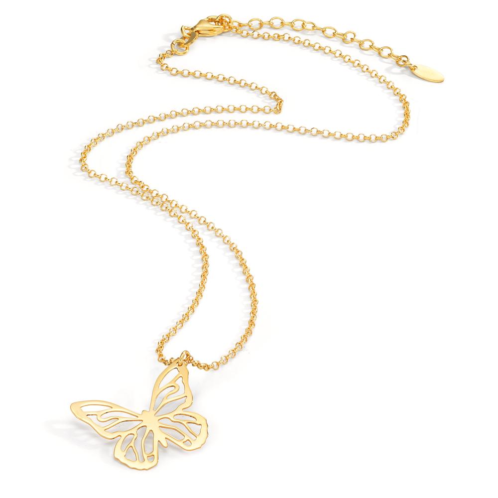 Collar Plata Amarillo Dorado Mariposa 40-44 cm