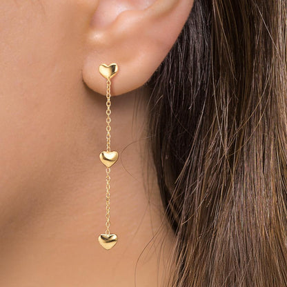 Pendientes Plata Amarillo Dorado Corazón