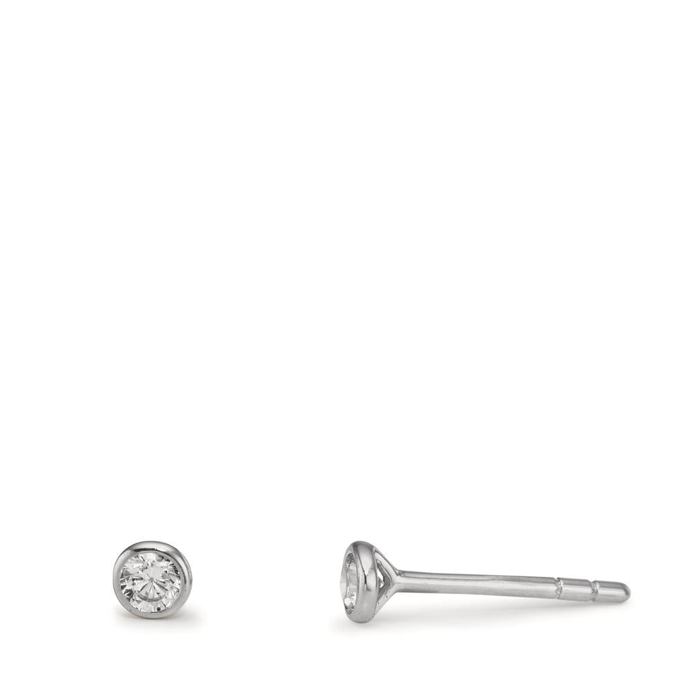 Pendientes Oro blanco de 375/9 quilates Circonita 2 piedras Ø2.9 mm