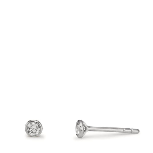 Pendientes Oro blanco de 375/9 quilates Circonita 2 piedras Ø2.9 mm