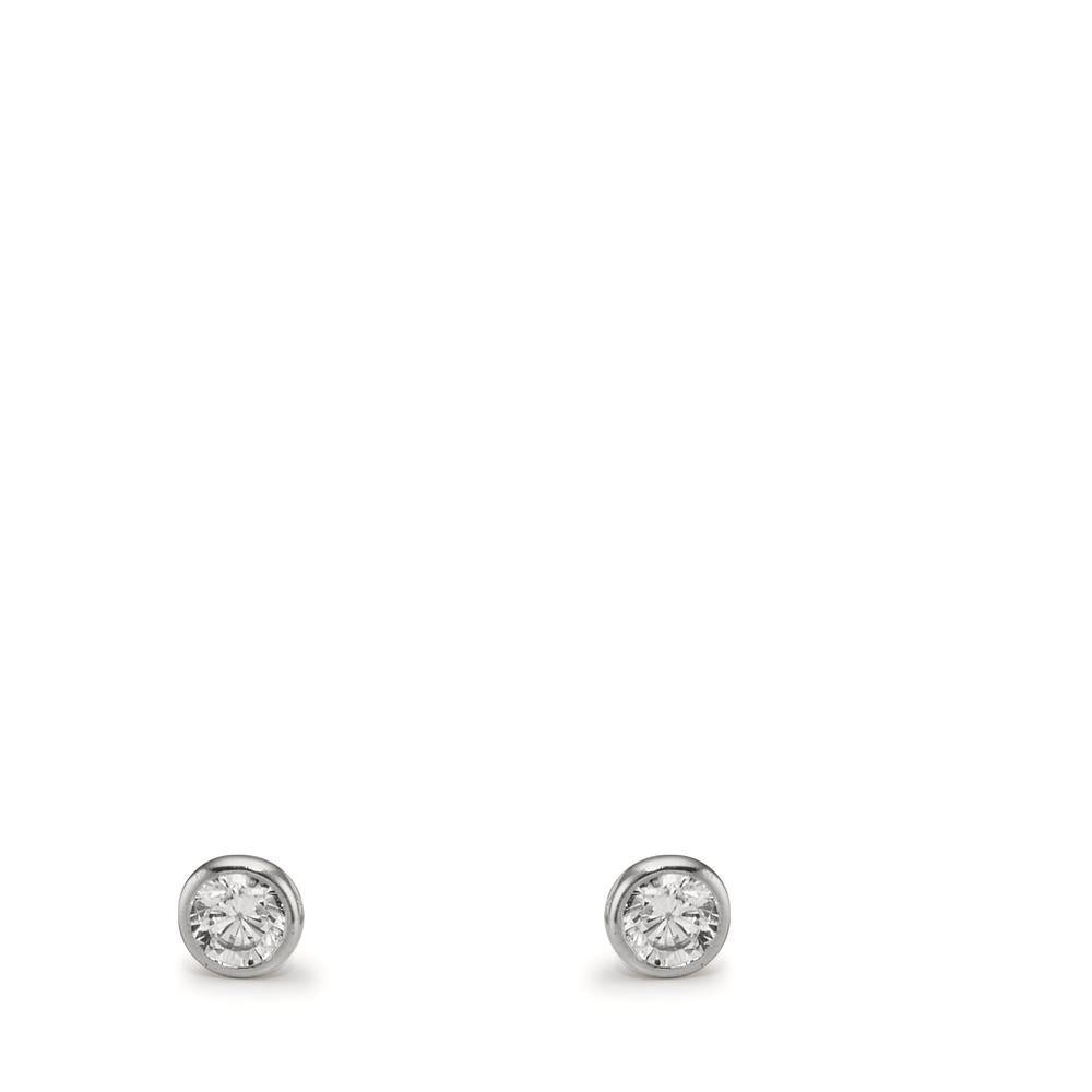 Pendientes Oro blanco de 375/9 quilates Circonita 2 piedras Ø2.9 mm
