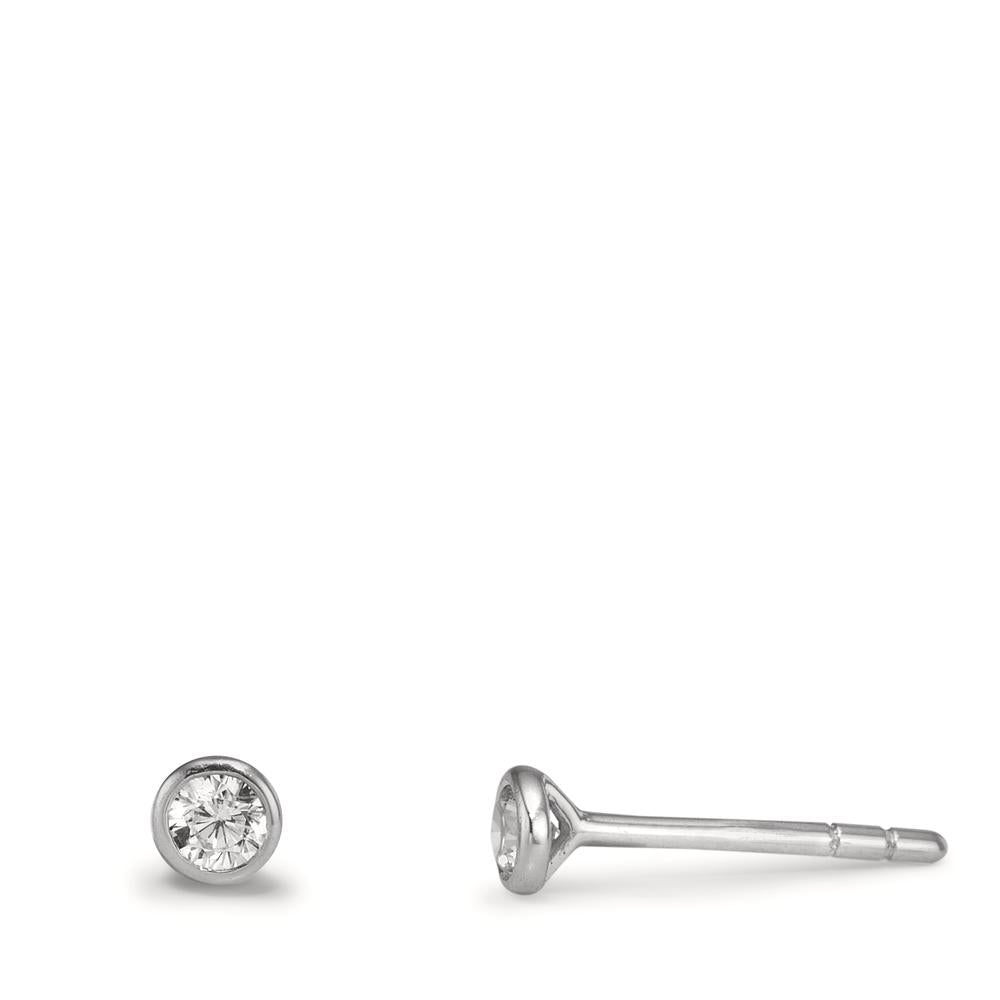 Pendientes Oro blanco de 375/9 quilates Circonita 2 piedras Ø3.2 mm