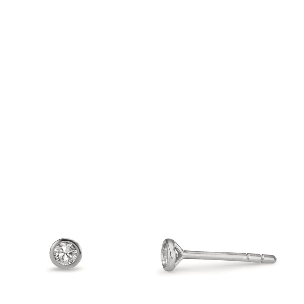 Pendientes Oro blanco de 375/9 quilates Circonita 2 piedras Ø3.5 mm