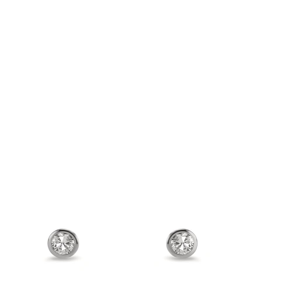 Pendientes Oro blanco de 375/9 quilates Circonita 2 piedras Ø3.5 mm