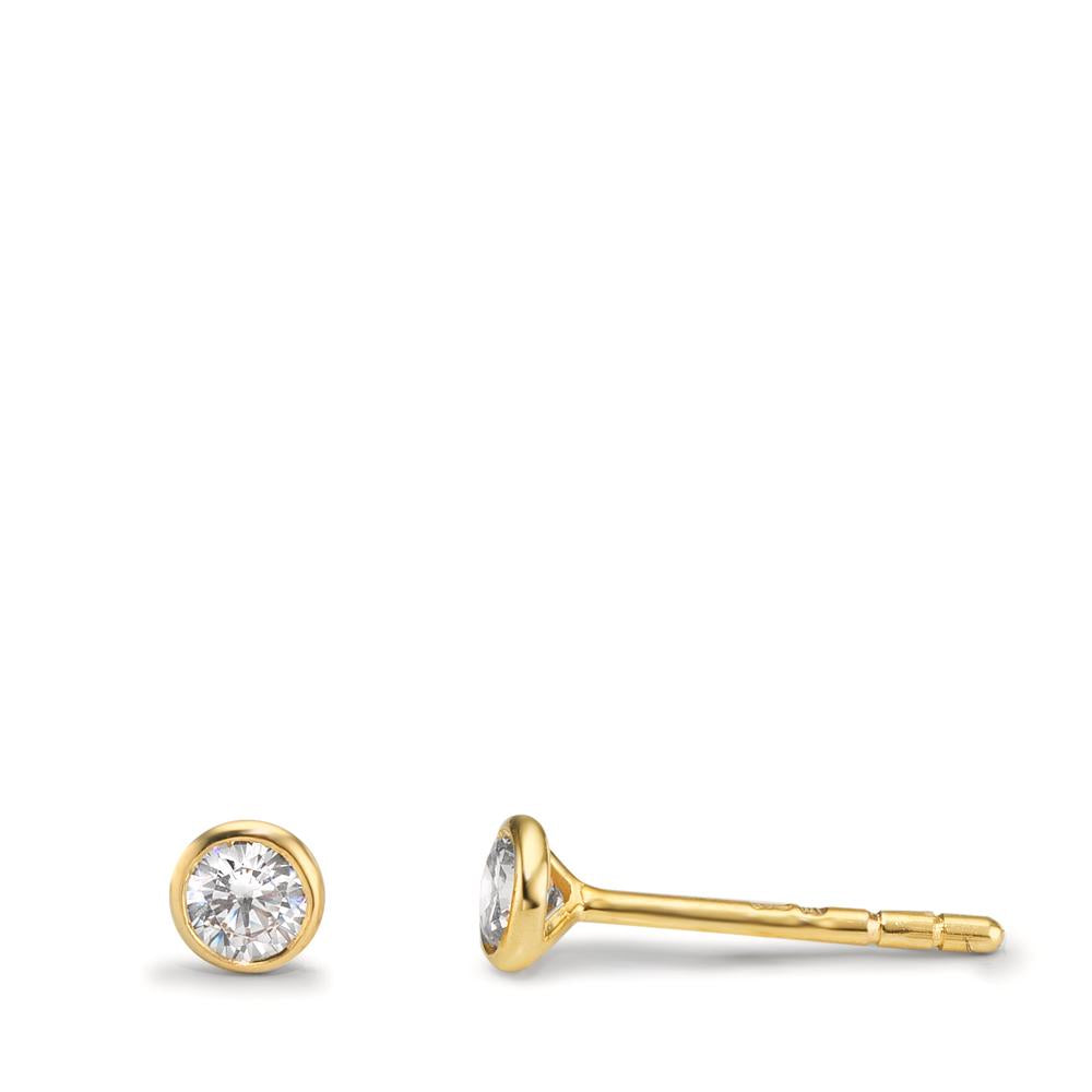 Pendientes Oro amarillo de 375/9K Circonita 2 piedras Ø3.8 mm