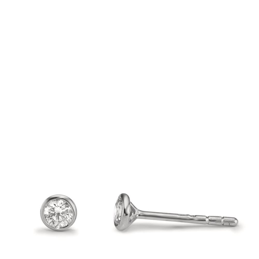 Pendientes Oro blanco de 375/9 quilates Circonita 2 piedras Ø3.8 mm
