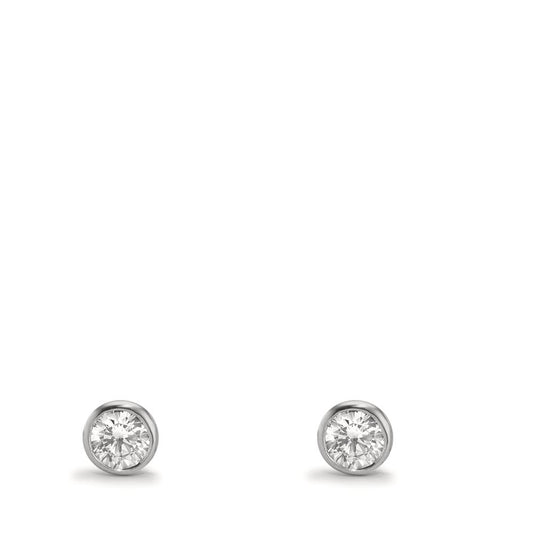 Pendientes Oro blanco de 375/9 quilates Circonita 2 piedras Ø3.8 mm