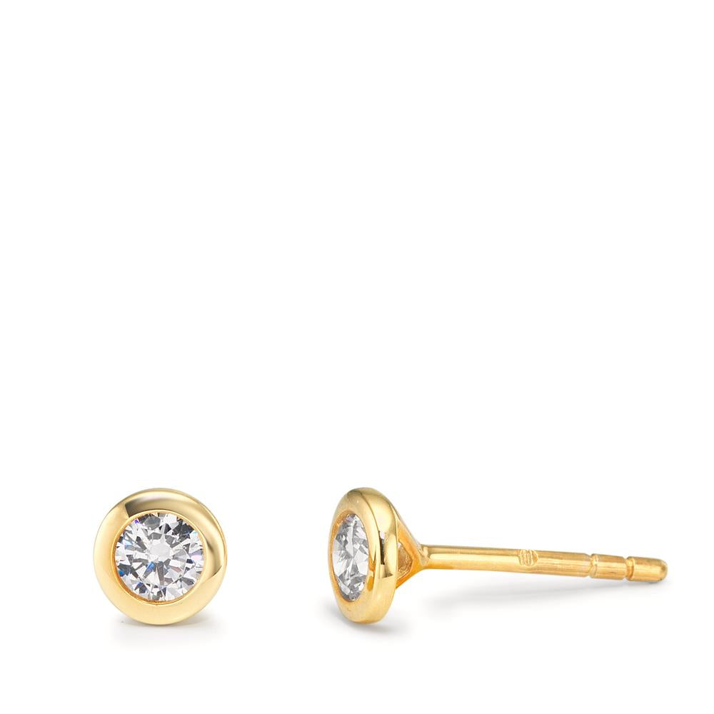 Pendientes Oro amarillo de 375/9K Circonita 2 piedras Ø5 mm