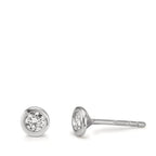 Pendientes Oro blanco de 375/9 quilates Circonita 2 piedras Ø5 mm