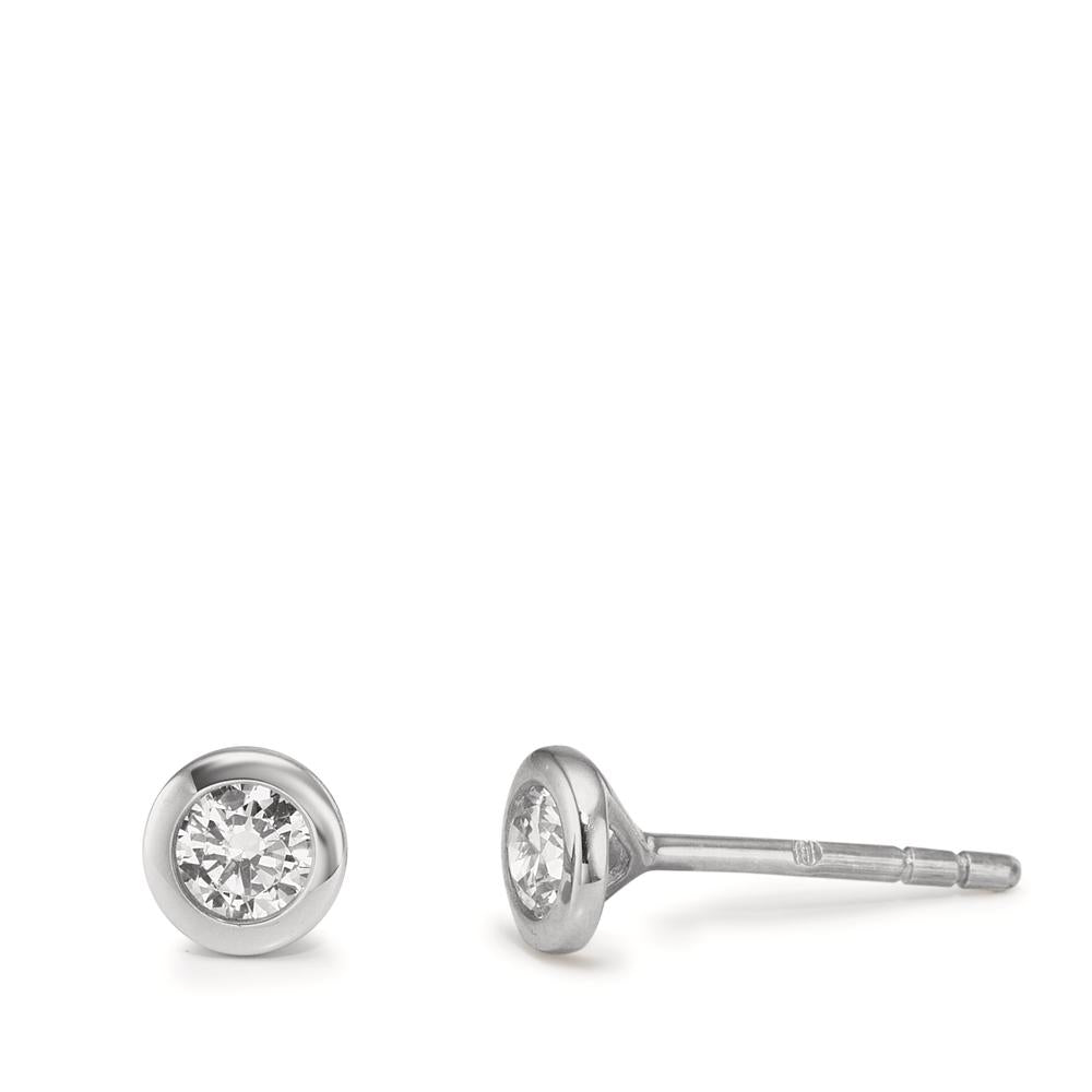 Pendientes Oro blanco de 375/9 quilates Circonita 2 piedras Ø5 mm