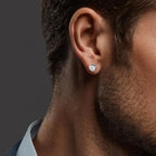 Pendientes Oro blanco de 375/9 quilates Circonita 2 piedras Ø5 mm