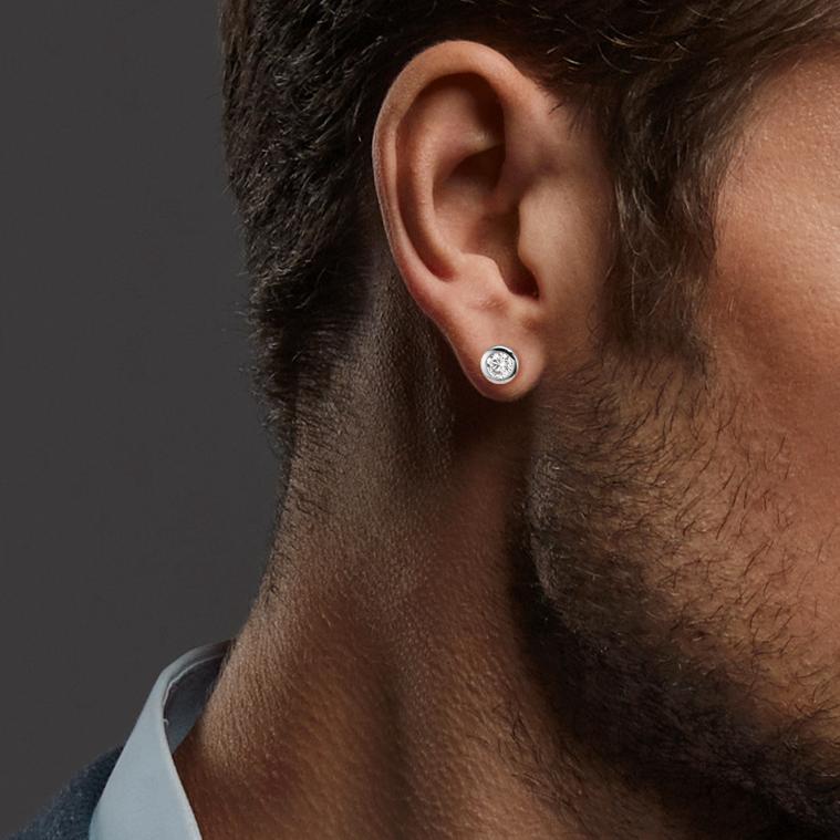 Pendientes Oro blanco de 375/9 quilates Circonita 2 piedras Ø5 mm