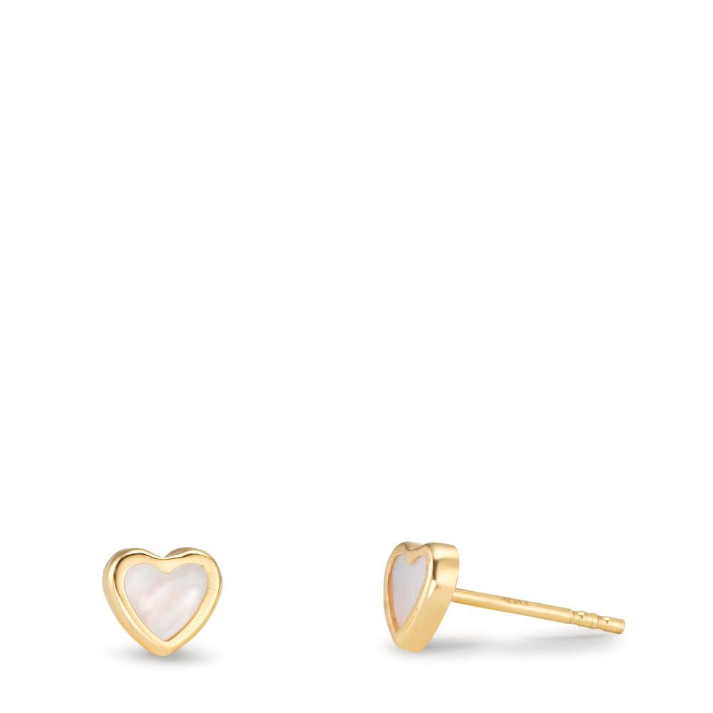 Pendientes 750/oro amarillo de 18 quilates Madre perla Corazón Ø4 mm