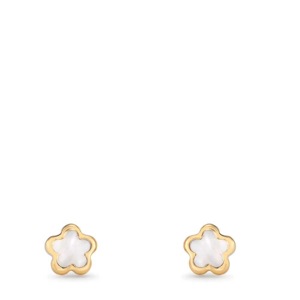 Pendientes 750/oro amarillo de 18 quilates Madre perla Flor Ø4 mm