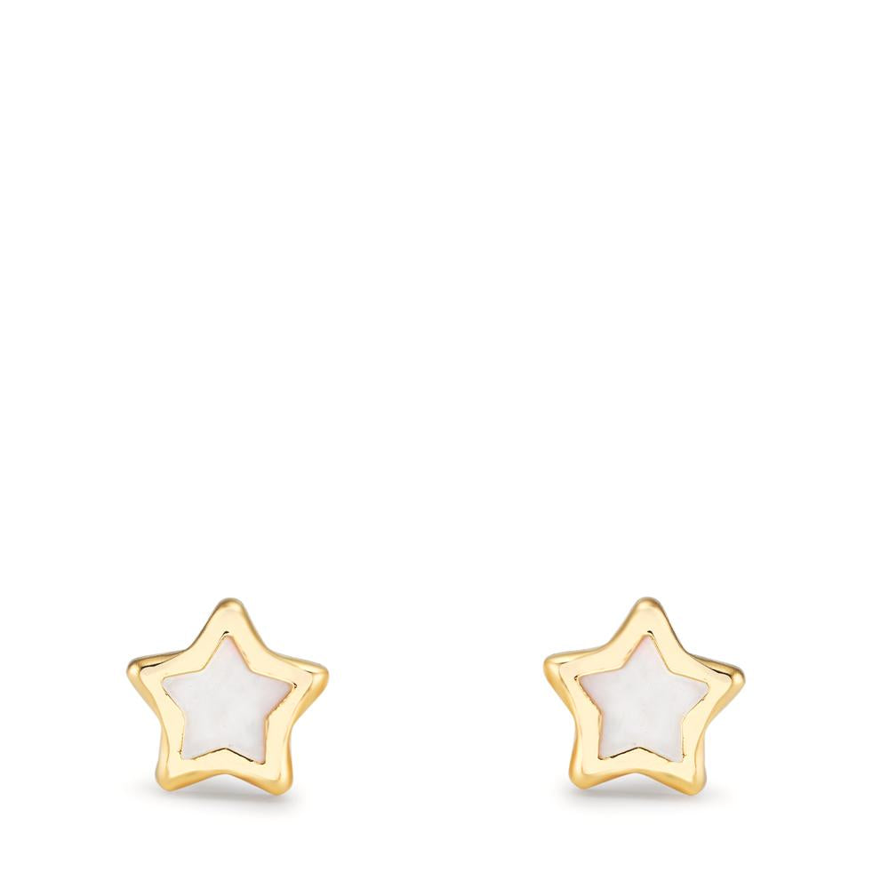 Pendientes 750/oro amarillo de 18 quilates Madre perla estrella Ø5 mm