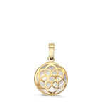 Colgante 750/oro amarillo de 18 quilates Madre perla la flor de la vida Ø10 mm