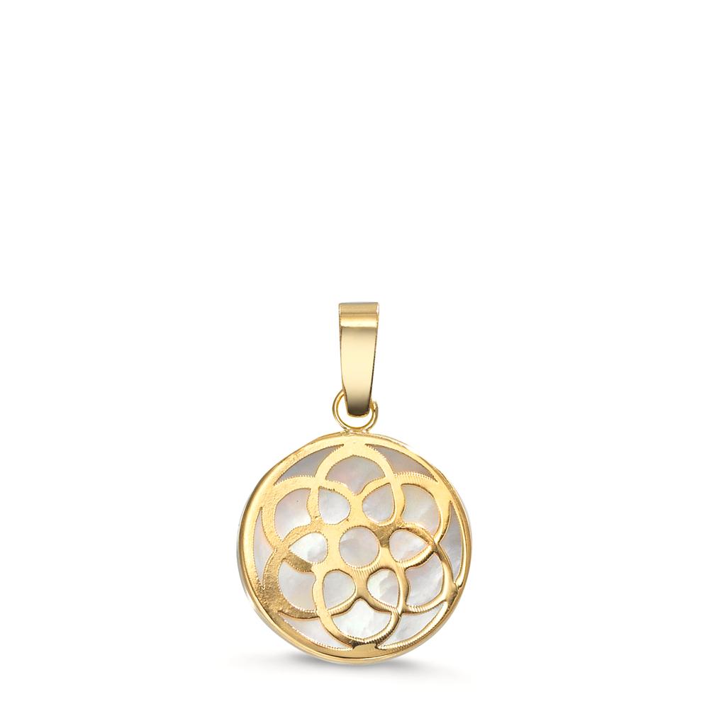 Colgante 750/oro amarillo de 18 quilates Madre perla la flor de la vida Ø10 mm