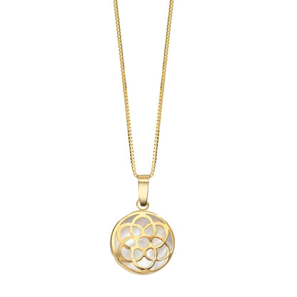 Colgante 750/oro amarillo de 18 quilates Madre perla la flor de la vida Ø10 mm