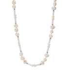 Collar Acero inoxidable Cristal blanco Perla cultivada de agua dulce 90 cm