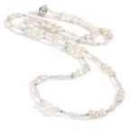 Collar Acero inoxidable Cristal blanco Perla cultivada de agua dulce 90 cm