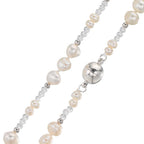 Collar Acero inoxidable Cristal blanco Perla cultivada de agua dulce 90 cm