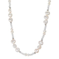 Collar Acero inoxidable Cristal blanco Perla cultivada de agua dulce 45 cm