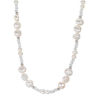 Collar Acero inoxidable Cristal blanco Perla cultivada de agua dulce 45 cm