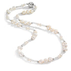 Collar Acero inoxidable Cristal blanco Perla cultivada de agua dulce 45 cm